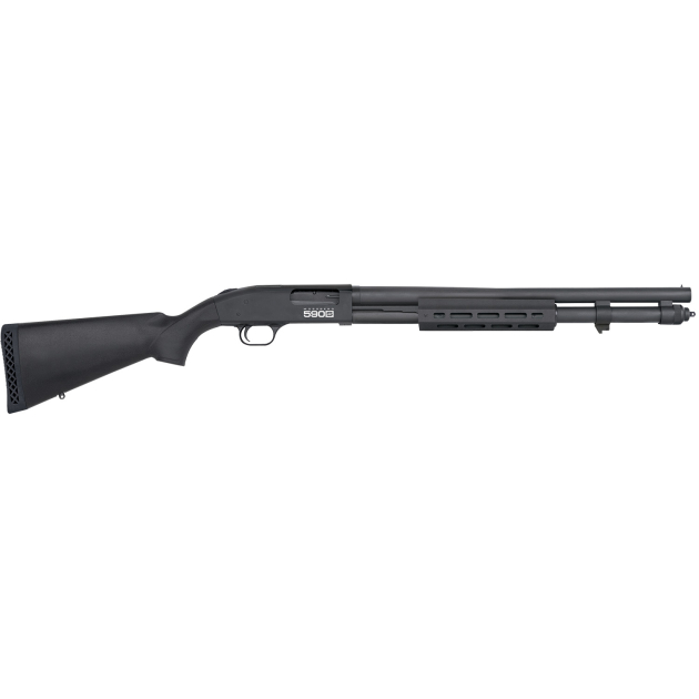 Mossberg 51604 590S  12 Gauge Pump 3" 13+1 20" Matte Blued Steel Barrel, Matte Blued Optic Ready Receiver, Fixed Black Synthetic Stock, Right Hand