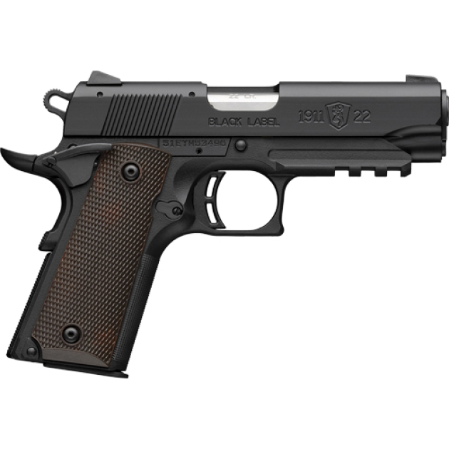 BROWNING 1911-22 22LR COMPACT - 3.58" MATTE BLACK/BROWN GRIPS