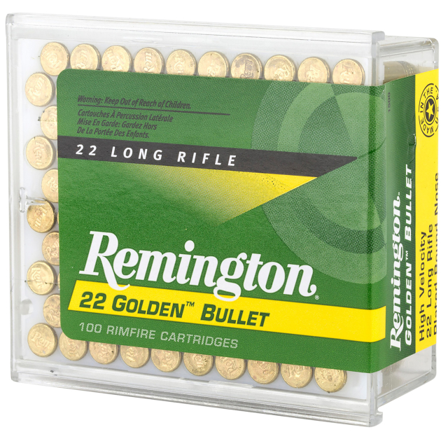 Remington Ammunition 21276 Golden Bullet  22LR 40gr Plated Lead Round Nose 100 Per Box/50 Case