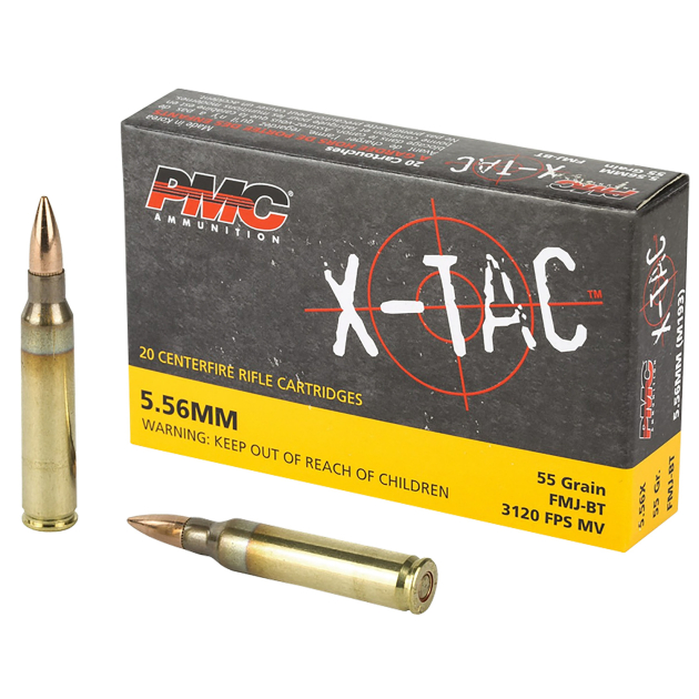 PMC 556X X-Tac  5.56x45mmNATO 55gr Full Metal Jacket Boat Tail 20 Per Box/50 Case