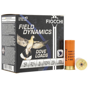 Fiocchi 12GT75 Field Dynamics Dove & Quail 12Gauge 2.75" 1oz 7.5Shot 25 Per Box/10 Case