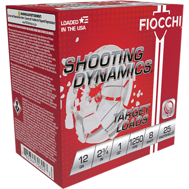 Fiocchi 12SD1X8 Shooting Dynamics  12Gauge 2.75" 1oz 8Shot 25 Per Box/10 Case