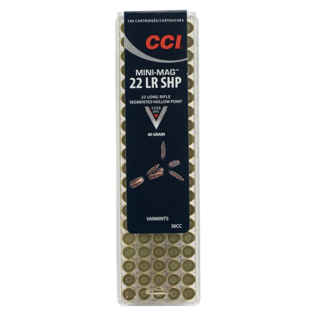 CCI 36CC Mini-Mag High Velocity 22LR 40gr Segmented Hollow Point 100 Per Box/50 Case