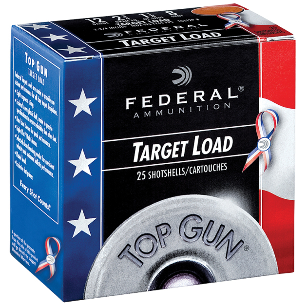 Federal TGL12US8 Top Gun Special Edition Red, White & Blue 12Gauge 2.75" 1 1/8oz 8Shot 25 Per Box/10 Case