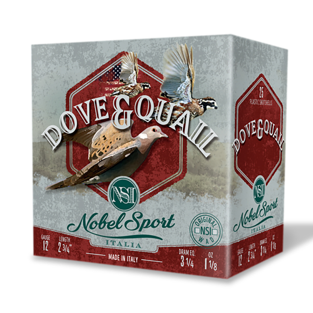 Nobel/eurosports Llc ANSF128 Dove & Quail  12Gauge 2.75" 1 1/8oz 8Shot 25 Per Box/10 Case