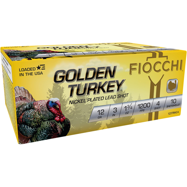 Fiocchi 123TRKC4 Golden Turkey  12Gauge 3" 1 3/4oz 4Shot 10 Per Box/10 Case