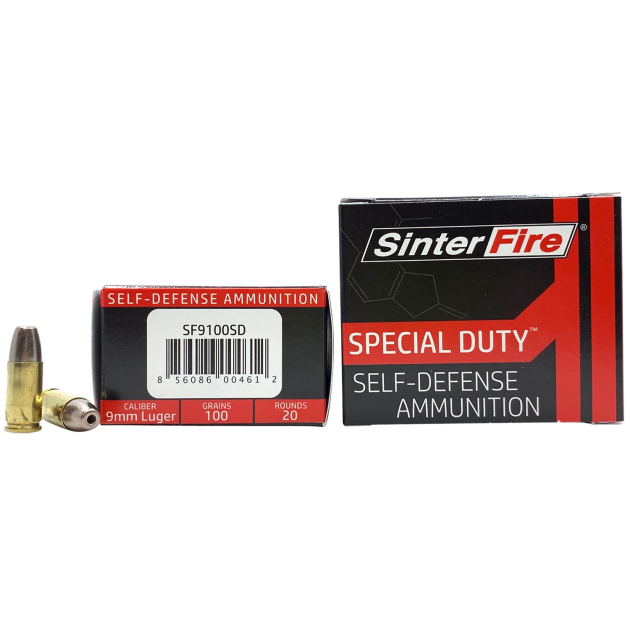 SinterFire Inc SF9100SD Special Duty (SD)  9mmLuger 100gr Lead Free Frangible Hollow Point 20 Per Box/10 Case