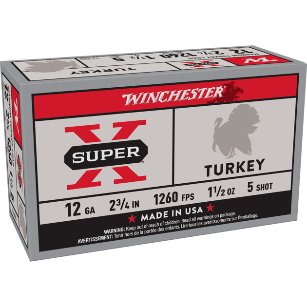 Winchester Ammo X12MT5 Super X Magnum Turkey 12Gauge 2.75" 1 1/2oz Copper Plated 5Shot 10 Box/10 Case