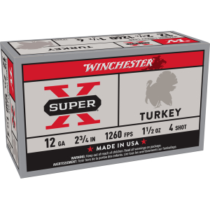 Winchester Ammo X12MT4 Super X Magnum Turkey 12Gauge 2.75" 1 1/2oz Copper Plated 4Shot 10 Box/10 Case