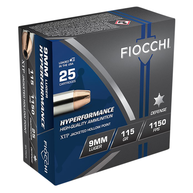 Fiocchi 9XTP25 Hyperformance  9mmLuger 115gr Hornady XTP Hollow Point 25 Per Box/20 Case