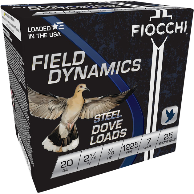 Fiocchi 20DLS7 Field Dynamics Dove & Quail 20Gauge 2.75" 7/8oz 7Shot 25 Per Box/10 Case