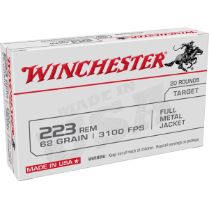 Winchester Ammo W223FMJ62 USA  223Rem 62gr Full Metal Jacket 20 Per Box/50 Case
