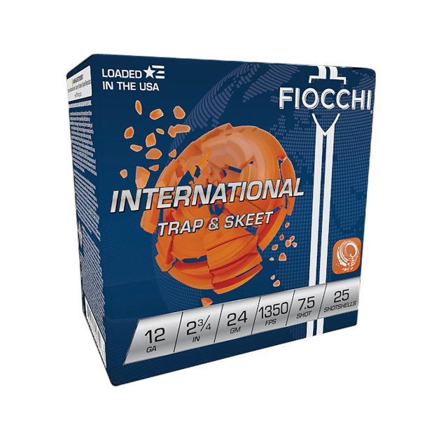 Fiocchi 12IN2475 Exacta Target International Trap & Skeet 12Gauge 2.75" 24gram 7.5Shot 25 Per Box/10 Case