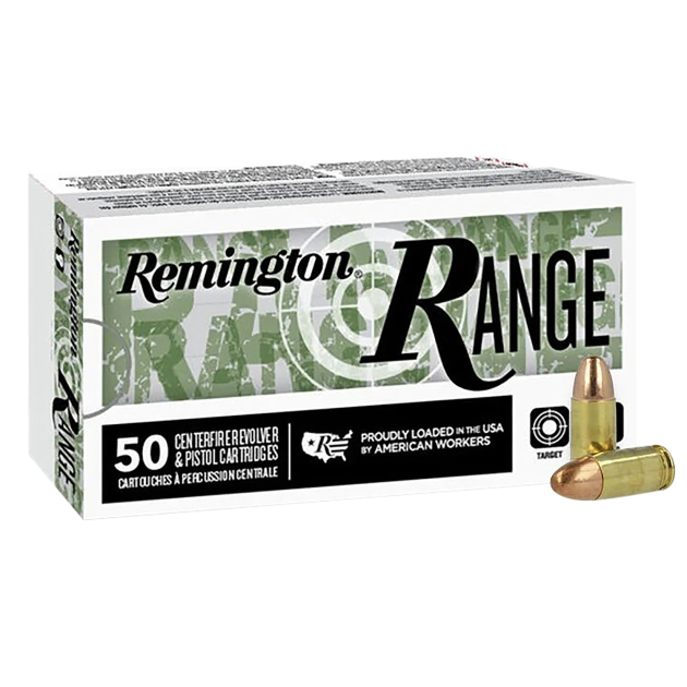 Remington Ammunition R27778 Range  9mmLuger 115gr Full Metal Jacket 50 Per Box/20 Case