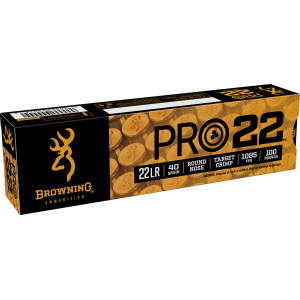 Browning Ammo B194122101 Pro22  22LR 40gr Lead Round Nose 100 Per Box/20 Case