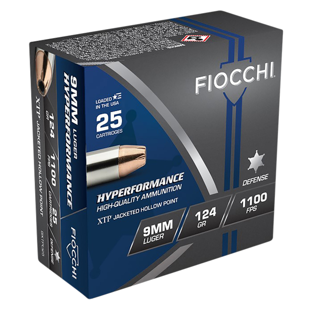 Fiocchi 9XTPC25 Hyperformance  9mmLuger 124gr Hornady XTP Hollow Point 25 Per Box/20 Case