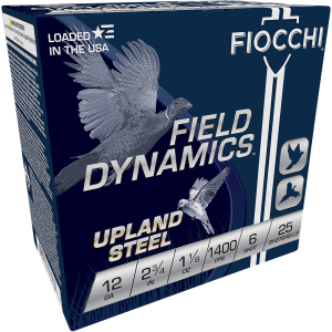 Fiocchi 12HVST6 Field Dynamics Upland Steel 12Gauge 2.75" 1 1/8oz 6Shot 25 Per Box/10 Case