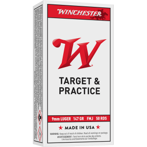Winchester Ammo USA9MM1 USA  9mmLuger 147gr Full Metal Jacket Flat Nose 50 Per Box/10 Case