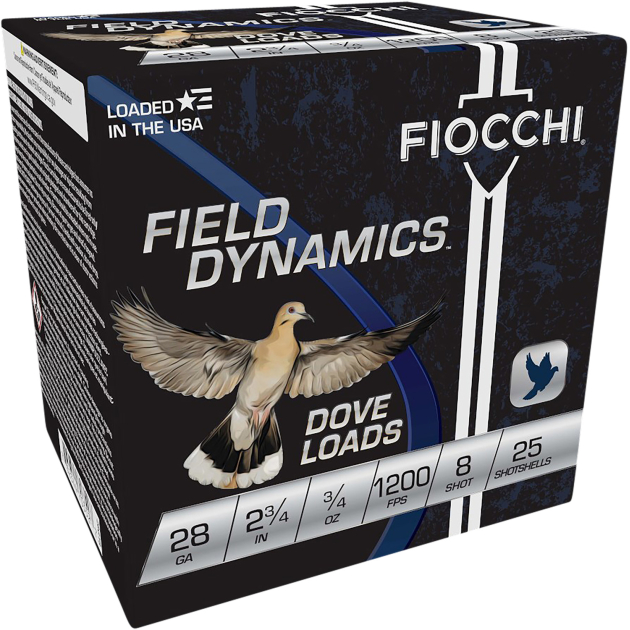 Fiocchi 28GT8 Field Dynamics Dove & Quail 28Gauge 2.75" 3/4oz 8Shot 25 Per Box/10 Case