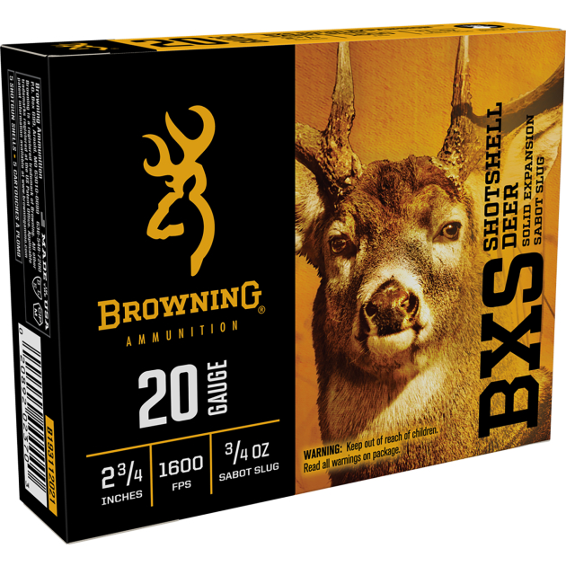 Browning Ammo B193112021 BXS  20Gauge 2.75" 3/4oz Sabot Slug Shot 5 Per Box/20 Case