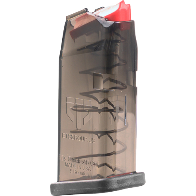 ETS MAGAZINE FOR GLOCK 45ACP - 9RD CARBON SMOKE FITS G30