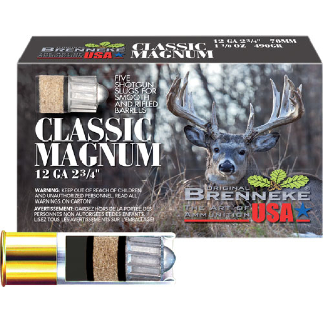 BRENNEKE USA CLASSIC MAG 12GA - 2.75" 1-1/8OZ SLUG 5RD 50BX/CS