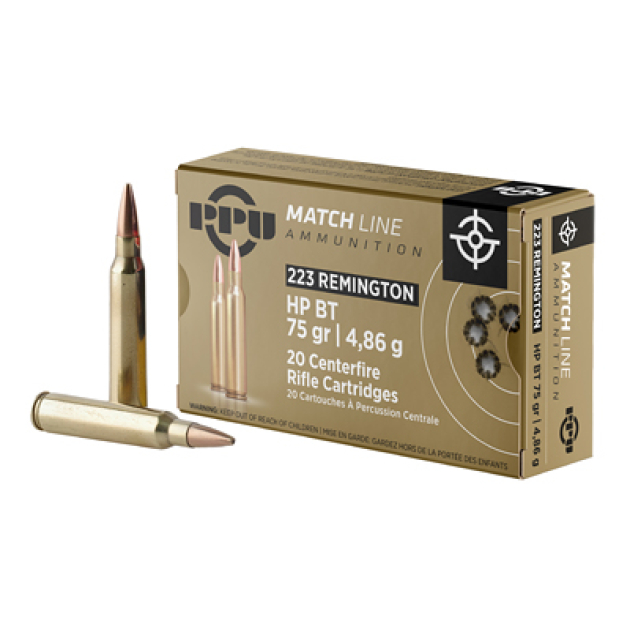 PPU .223 REM MATCH 75GR HPBT 20/1000