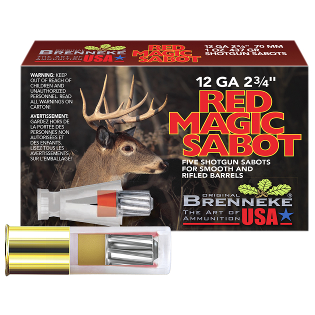 Brenneke SL122RMS Red Magic  12Gauge 2.75" 1oz Sabot Slug Shot 5 Per Box/50 Case