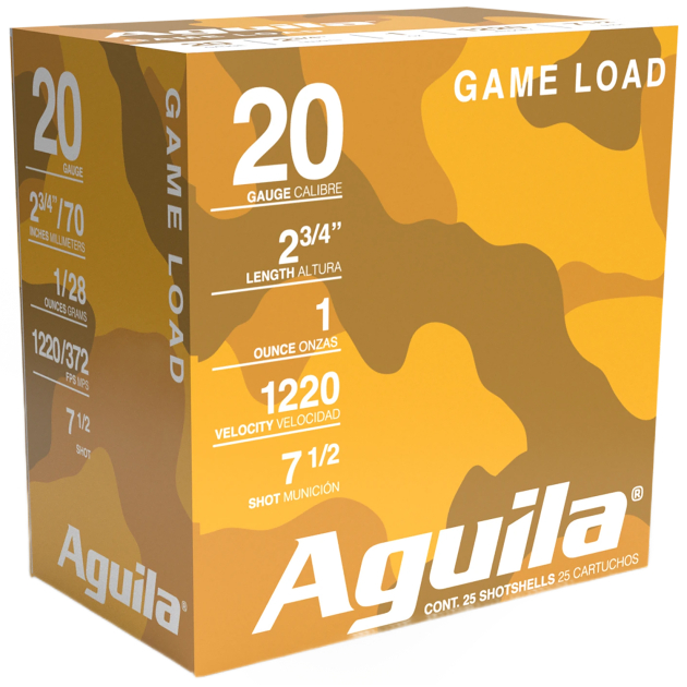 Aguila 1CHB2007 Birdshot High Velocity 20Gauge 2.75" 1oz 7.5Shot 25 Per Box/10 Case