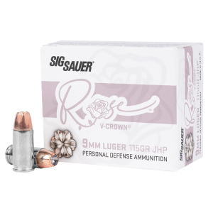 Sig Sauer E9MMA1ROSE20 Rose  9mmLuger 115gr V-Crown Jacketed Hollow Point 20 Per Box/10 Case