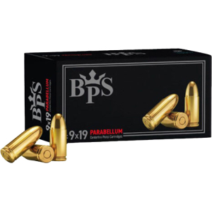 BPS 9MM 124GR FMJ 50RD - 20BX/CS BRASS CASE