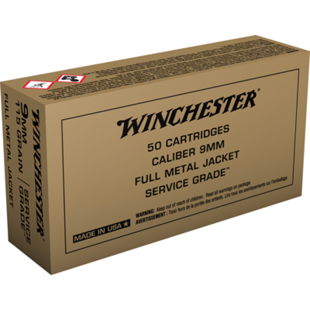 WINCHESTER SERVICE GRADE 9MM - LUGER 115GR FMJ 50RD 10BX/CS