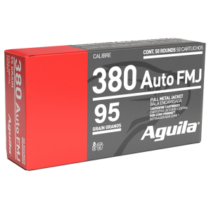 Aguila 1E802110 Target & Range Handgun 380ACP 95gr Full Metal Jacket 50 Per Box/20 Case