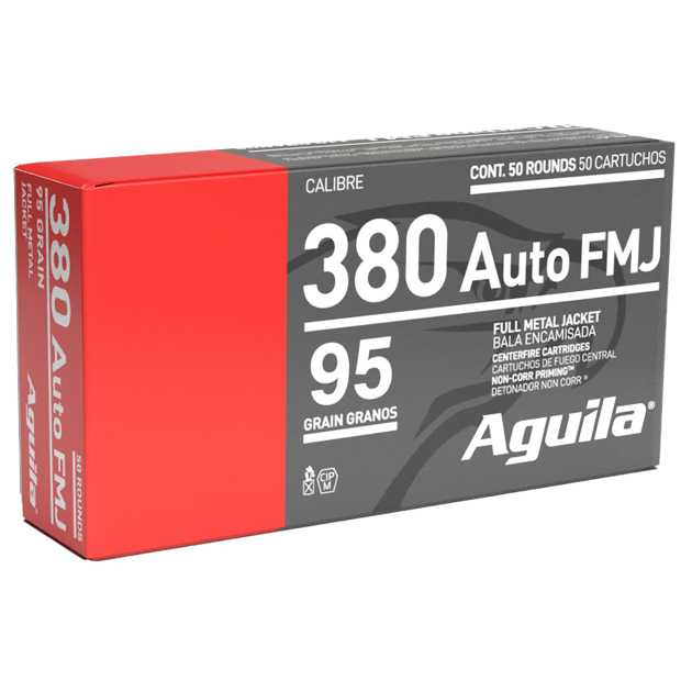 Aguila 1E802110 Target & Range Handgun 380ACP 95gr Full Metal Jacket 50 Per Box/20 Case