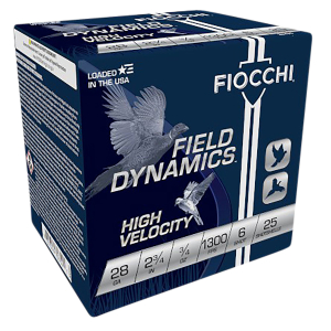 Fiocchi 28HV6 Field Dynamics High Velocity 28Gauge 2.75" 3/4oz 6Shot 25 Per Box/10 Case