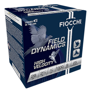 Fiocchi 28HV9 Field Dynamics High Velocity 28Gauge 2.75" 3/4oz 9Shot 25 Per Box/10 Case