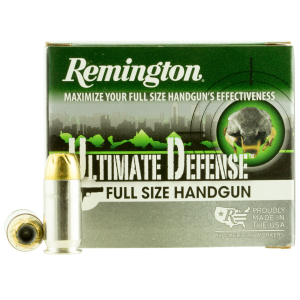 Remington Ammunition 28971 Ultimate Defense Full Size Handgun 45ACP 185gr Brass Jacketed Hollow Point 20 Per Box/25 Case