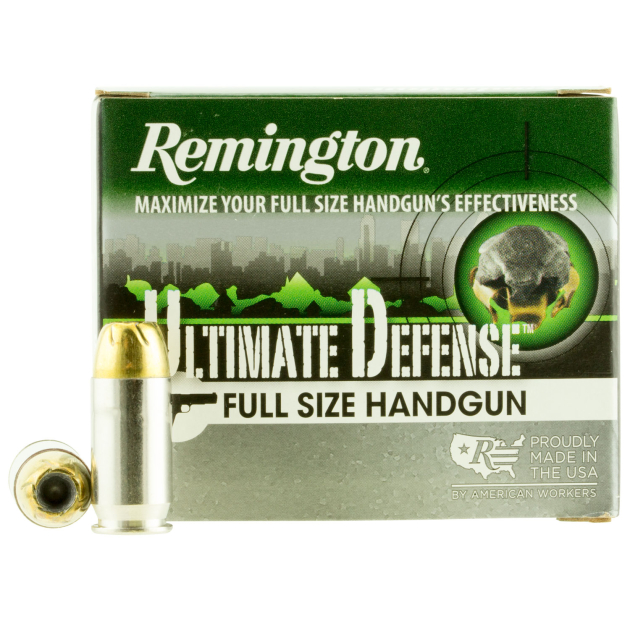 Remington Ammunition 28971 Ultimate Defense Full Size Handgun 45ACP 185gr Brass Jacketed Hollow Point 20 Per Box/25 Case