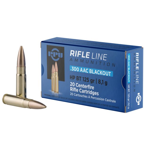PPU PP300BH Standard Rifle  300Blackout 125gr Hollow Point Boat Tail 20 Per Box/50 Case