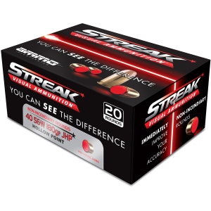 Ammo Inc 40180JHPSTRKRED Streak Visual (RED)  40S&W 180gr Jacketed Hollow Point 20 Per Box/10 Case