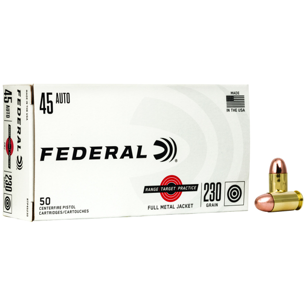 Federal RTP45230 Range & Target  45ACP 230gr Full Metal Jacket 50 Per Box/20 Case