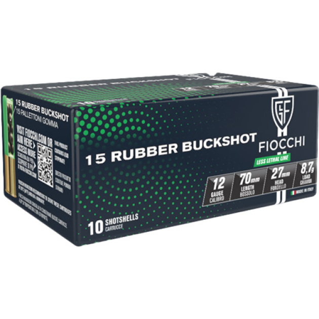 FIOCCHI RUBBER BUCK 12GA 2.75" - 15-PELLET 10RD 25BX/CS