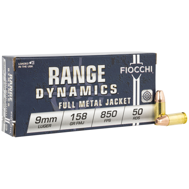 Fiocchi 9APE Range Dynamics  9mmLuger 158gr Full Metal Jacket 50 Per Box/20 Case