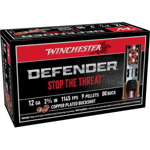 Winchester Ammo SB1200PD Defender  12Gauge 2.75" 9Pellets Copper Plated 00Buck Shot 10 Per Box/10 Case