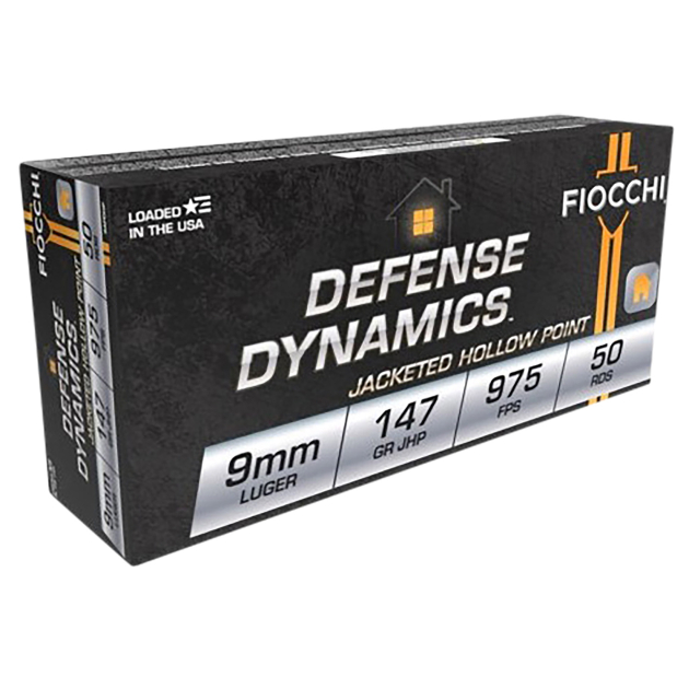 Fiocchi 9APDHP Defense Dynamics  9mmLuger 147gr Jacketed Hollow Point 50 Per Box/20 Case