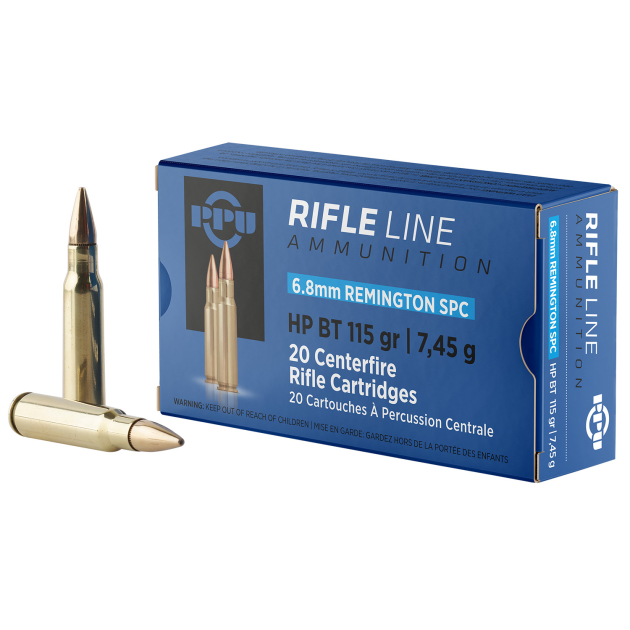PPU PP68H Standard Rifle  6.8mmRemSPC 115gr Hollow Point Boat Tail 20 Per Box/50 Case