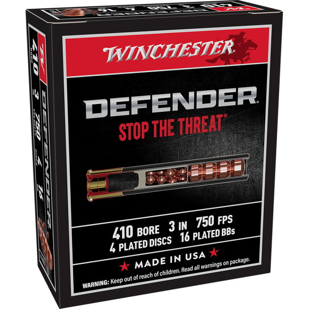 Winchester Ammo S413PDX1 PDX1 Defender Combo 410Gauge 3" 4Defense Discs/16 BBs Shot 10 Per Box/10 Case