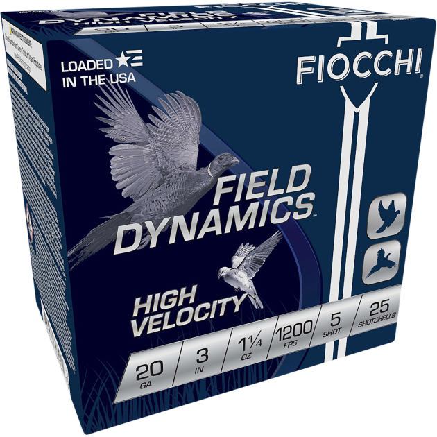 Fiocchi 203HV5 Field Dynamics High Velocity 20Gauge 3" 1 1/4oz 5Shot 25 Per Box/10 Case