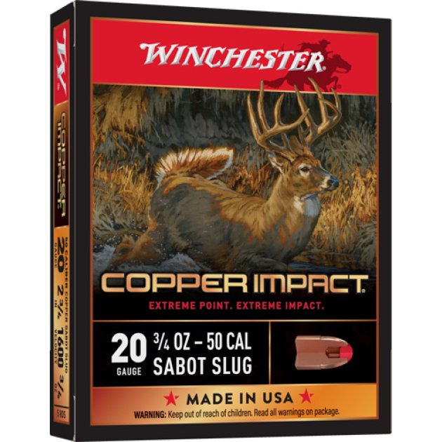 WINCHESTER COPPER IMPACT 20GA - 2.75" 3/4OZ SABOT 5RD 20BX/CS