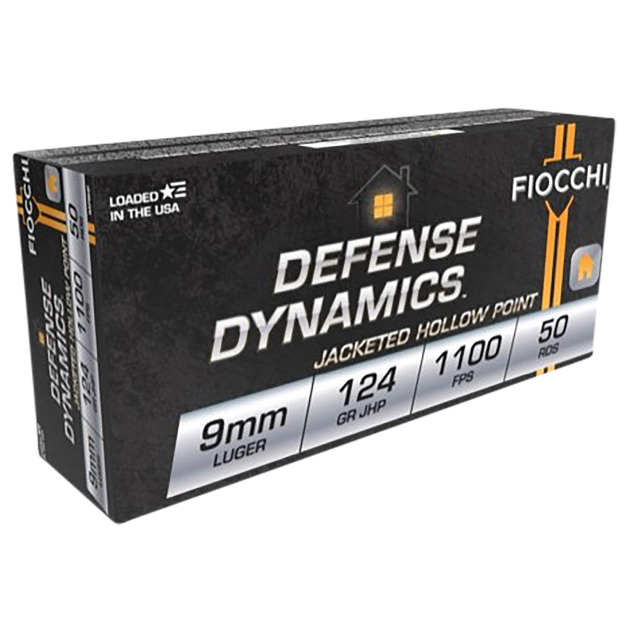 Fiocchi 9APBHP Defense Dynamics  9mmLuger 124gr Jacketed Hollow Point 50 Per Box/20 Case *Worn